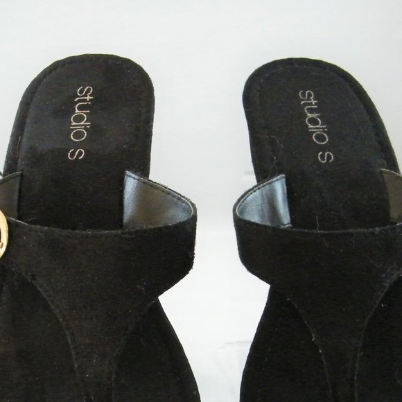 Black Thong Sandal Size 9 Studio S Microfiber - Picture 6 of 10